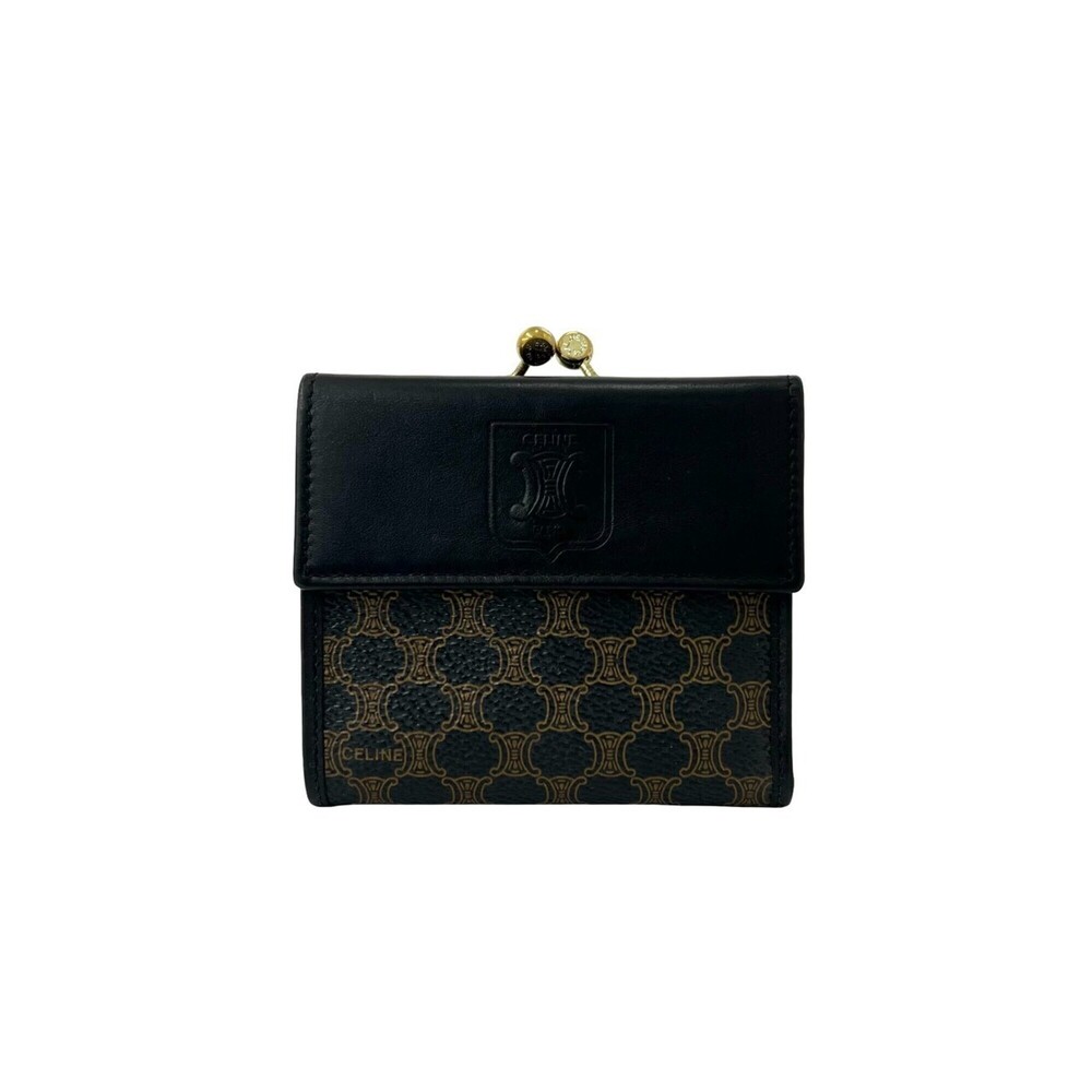 CELINE Vintage Macadam Blazon Pattern Triomphe Logo Leather Tri-fold Wallet, ...